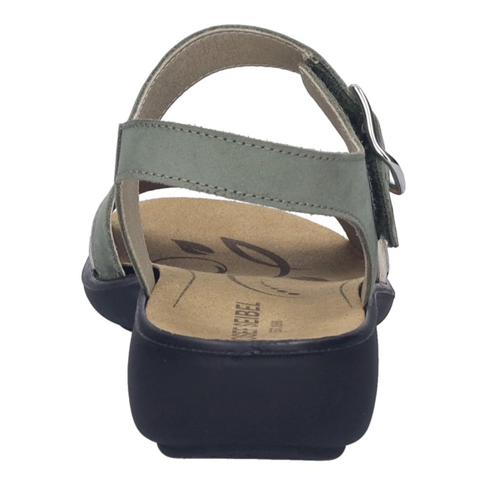 Josef Seibel IBIZA-16 NUBUCK VERDE (kaki). Sandalia cómoda, cierre de gancho y bucle ajustable, plantilla anatómica extraíble, suela PU ligera y cuña 2,5 cm.