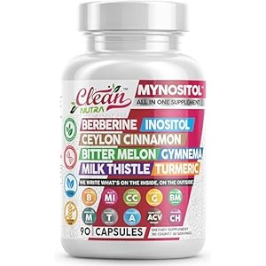 Clean Nutra Berberine Inositol Supplement with Ceylon Cinnamon, Bitter Melon, Gynema Sylvestre, Milk Thistle, Turmeric – 90 Vegan Vegetarian Capsules, Non-GMO, Gluten Free – Berberine for Women Men