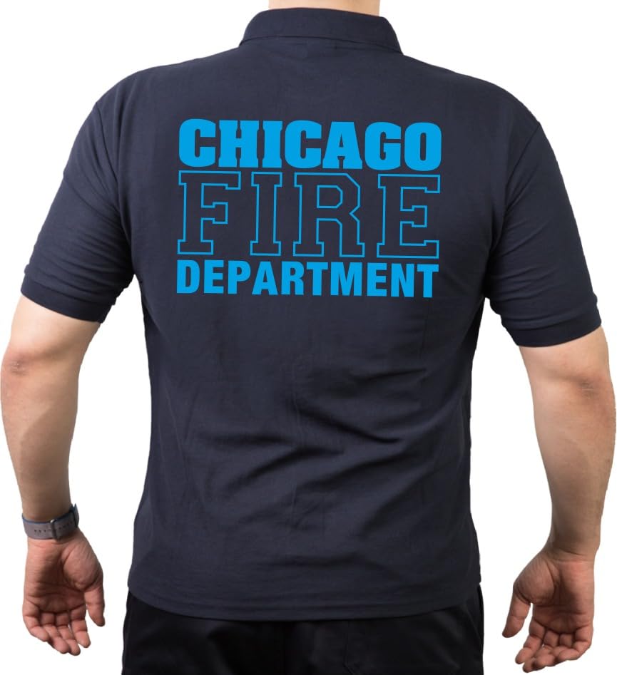 Polo Chicago Fire Dept bleu marine pour homme en coton résistant