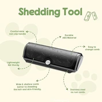 Deshedding Brush for Dogs & Cats – Gentle Wide Stainless Steel Comb, Pain-Free Undercoat Grooming Brush for Long & Medium coats Pets to Cut Down Shedding(Color: Black)
