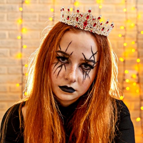 Image of Fesciory Birthday Crown for Women, Gold Plated Crystal Tiara with Sash | Sparkling Princess Queen Tiara, Adult Fit, Birthday, Wedding, Prom, Coming of Age Gifts & Halloween Costume Accessories