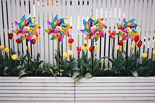 10-Pack Sparkly Reflective Pinwheels, Pin Wheel Holographic Spinners Whirl Reflective Pinwheel Scare Birds Away For Garden Yard Patio Lawn Farm Decor With Assembly Instructions(Rainbow) #TOP4