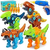 aotipol Dinosaur Toys for Kids 3-7, Take Apart Toys for Boys & Girls with Electric Drill, STEM Building Toys for 4-7 Year Old Toddlers, Learning Toy Gift