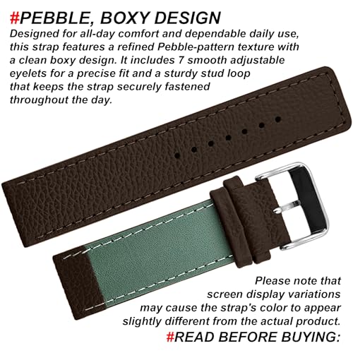 Image of DBLACK ''ZOLO'' Premium Leather Watch Strap, Pebble Pattern Design Watch Belt / / For 20mm, 22mm, or 24mm Boxy Finish Watch Band (Choose Your Size & Color)