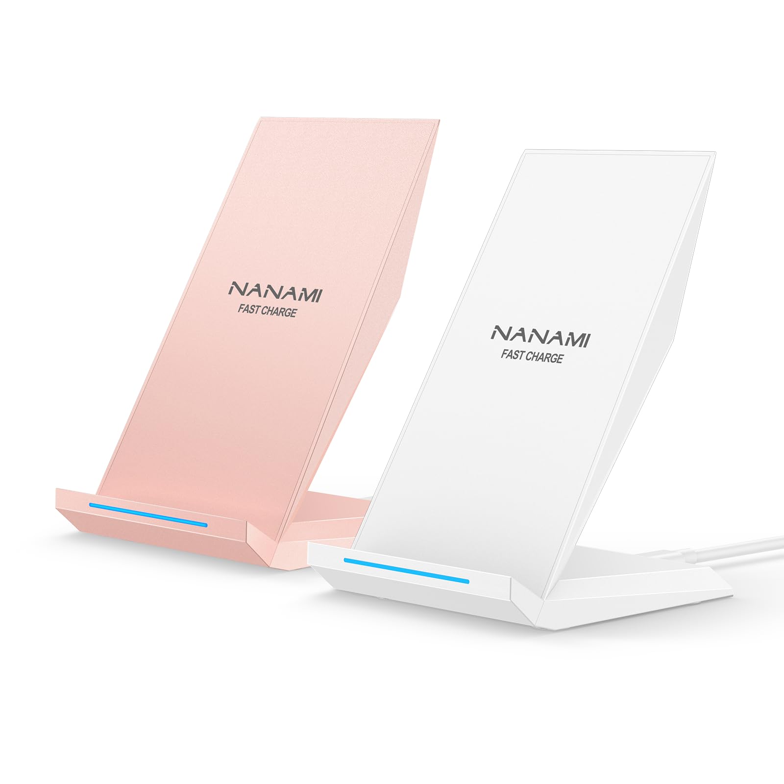 Fast Wireless Charger, [2 Pack] NANAMI Qi Charging Stand for iPhone 16/15 Pro Max/14/13/12/11 Pro/XS Max/XR/8, Fast Charge Dock for Samsung Galaxy S25/S24/S23/S22/S21/S20/S10/S9, Note 20/10, Pixel 6/5