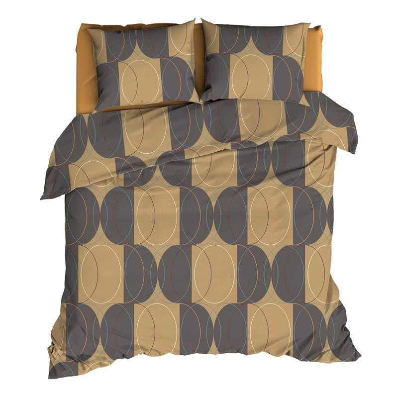 Housse de couette Swing 240x200 en coton supérieur bicolore camel gris