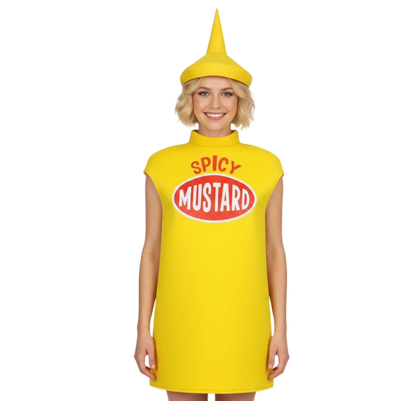 Ketchup-Kostüm für Erwachsene, Cosplay, Gewürzkleidung, Senfkostüm, Damen, für Halloween, Karneval, Mottoparty, Urlaub, Geburtstag, Maskerade, Weihnachten, Ostern