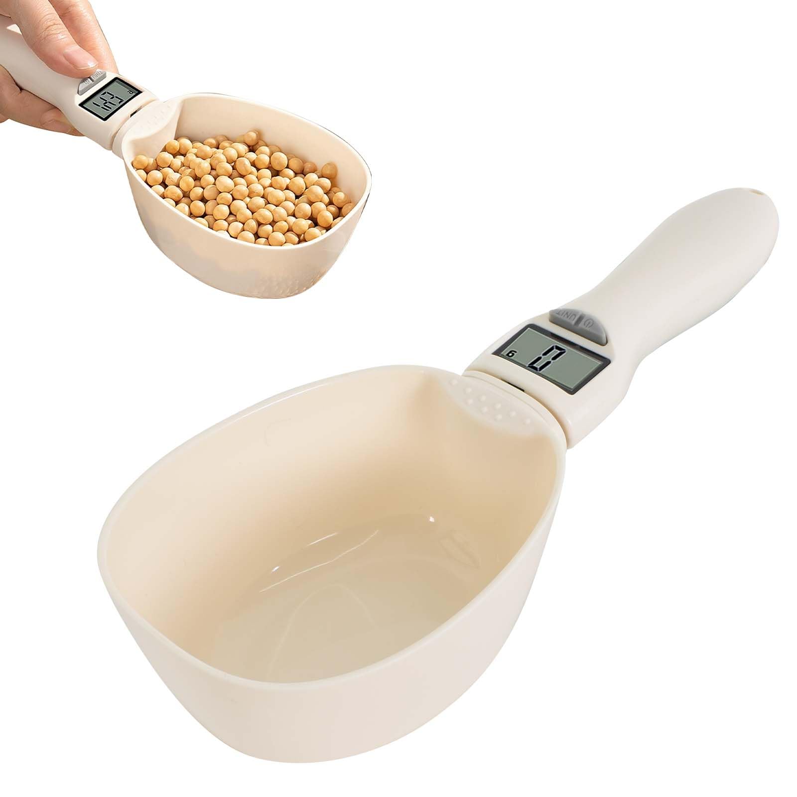 Colexy White Digital Measuring Spoon, 800G/0.1G Precision Food Measuring Scoop Scale Weighing Spoon Digital With Lcd Display, Digital Spoon Scale Kitchen Weighing Tool For Cooking/Liquids Dog Cat Food