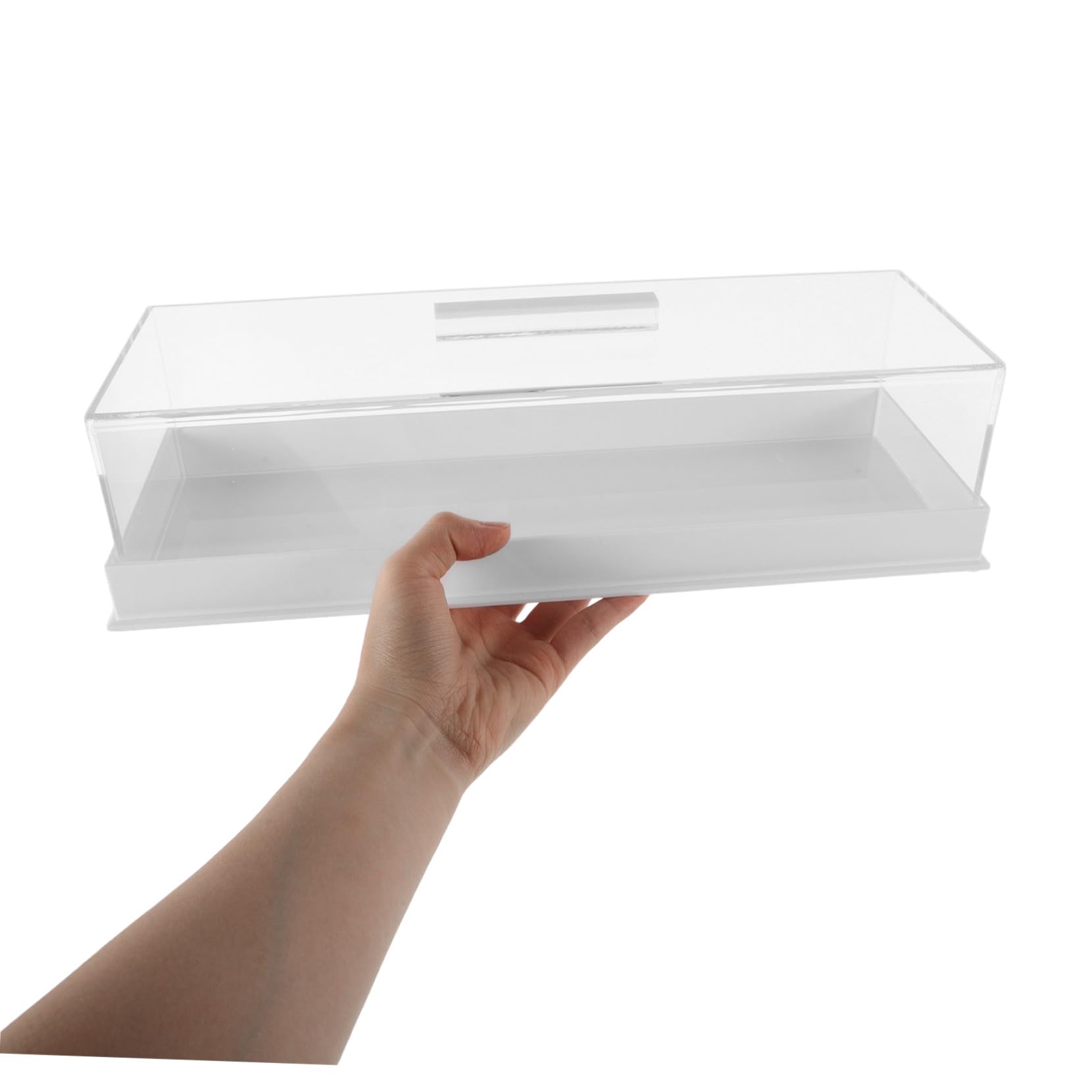MAGICLULU Caja de Presentación Rectangular para Tartas de Acrílico con Tapa Bandeja para Pasteles y Cupcakes para Cafeterías Fiestas y Uso Doméstico