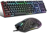 Gaming Keyboard and Mouse for Mac PC PS5 PS4 Xbox One Gamers, RGB Backlit LED Mechanical Feel Keyboard with Multimedia Keys Number Pad, 104 Keys USB Desktop Computer Windows Keyboard