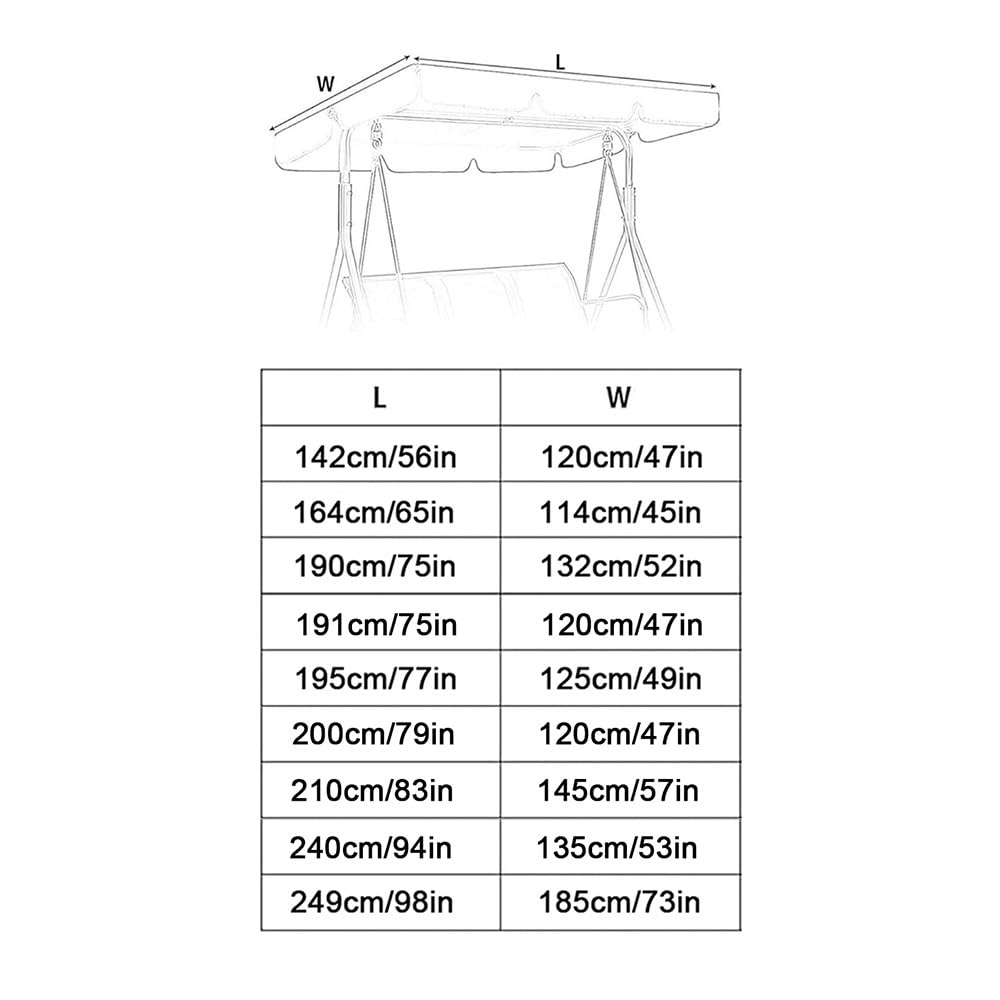 Capota para Columpio De Patio Exterior Toldo Balancin Jardin 2 3 Plazas Techo De Repuesto para Columpio Impermeable Techo De Repuesto Universal(Green,190x132cm/75x52in)