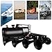 AOLIHAN Super Loud Train Horns Kit,180dB Four Trumpet Truck Horns with 150 PSI Air Tank,12V Air horn with 0.8 gallon Air Compressor Can for Truck, Jeep,Pickup,SUV (Black truck parallel horn kit)