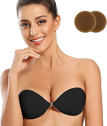Miniatura 3 de LITTLEMISSY Women Adhesive Plus Clear Strap Sticky Invisible Bra for Push Up with Detachable Strap &Silicone Nipple Cover