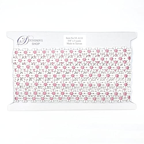 Designer’s Shop Daisy Lace Trim 5/8” X 5 Yard For Diy Crafting Sewing (Pink) Vl 6110 Home Decor Lace Trim #TOP3