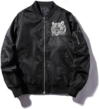 Men's Spring Autumn Embroidered Baseball Jacket Coat