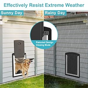   Dog-Door-for-Exterior-Wall-Metal-Frame-and-Telescopic-Tunnel-Pet-Door-Double-Sided-Wind-Deflector-and-Magnetic-Flaps-Easy-to-Install-Black-Pets-Up-to-120-Lb-Large