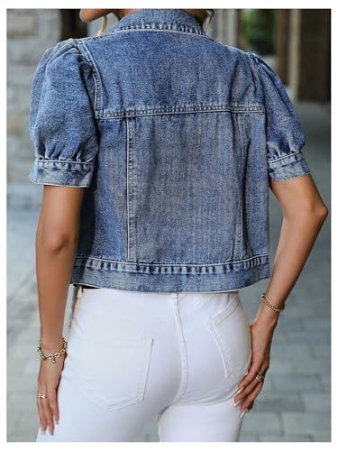 Floerns Women's Y2k Long Sleeve Denim Jacket Short Sleeve Button Up Going Out Jean Jackets3