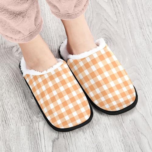 Yellow White Check Slippers For Women Men Soft Memory Foam Non-Slip Cell Winter Indoor House Shoes Travel Slipper4