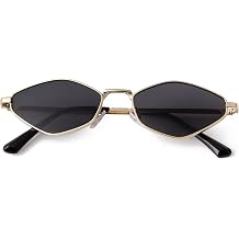 Retro Hexagon Sunglasses for Women, 90s Chic Metal Frame Small Narrow Irregular Lightweight Trendy Shades UV400