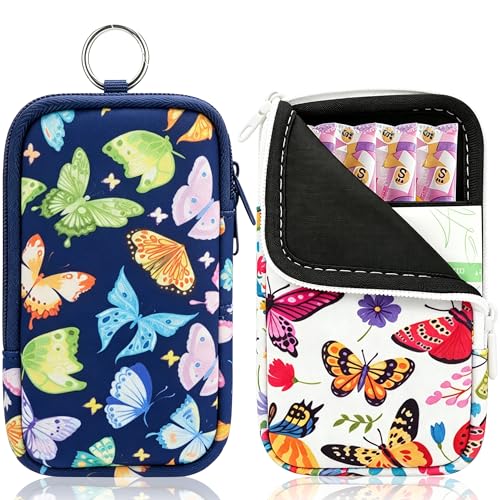 Image of KJQJLY 2 Pack Portable Tampon Organizer Bag Tampon Holder & Storage Case with Zipper for Travel, Discreet Period Bag for Purse, Waterproof Feminine Products Pouch for Women (Butterfly)