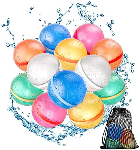 Fengtin Reusable Magnetic Water Balloons, 12PCS Self-Sealing Quick Fill Water Bomb Outdoor Toys for Kids Adults, Summer Water Toys, Pool Toys,Outside Play, Bath Backyard Swimming Pool Party Supplies