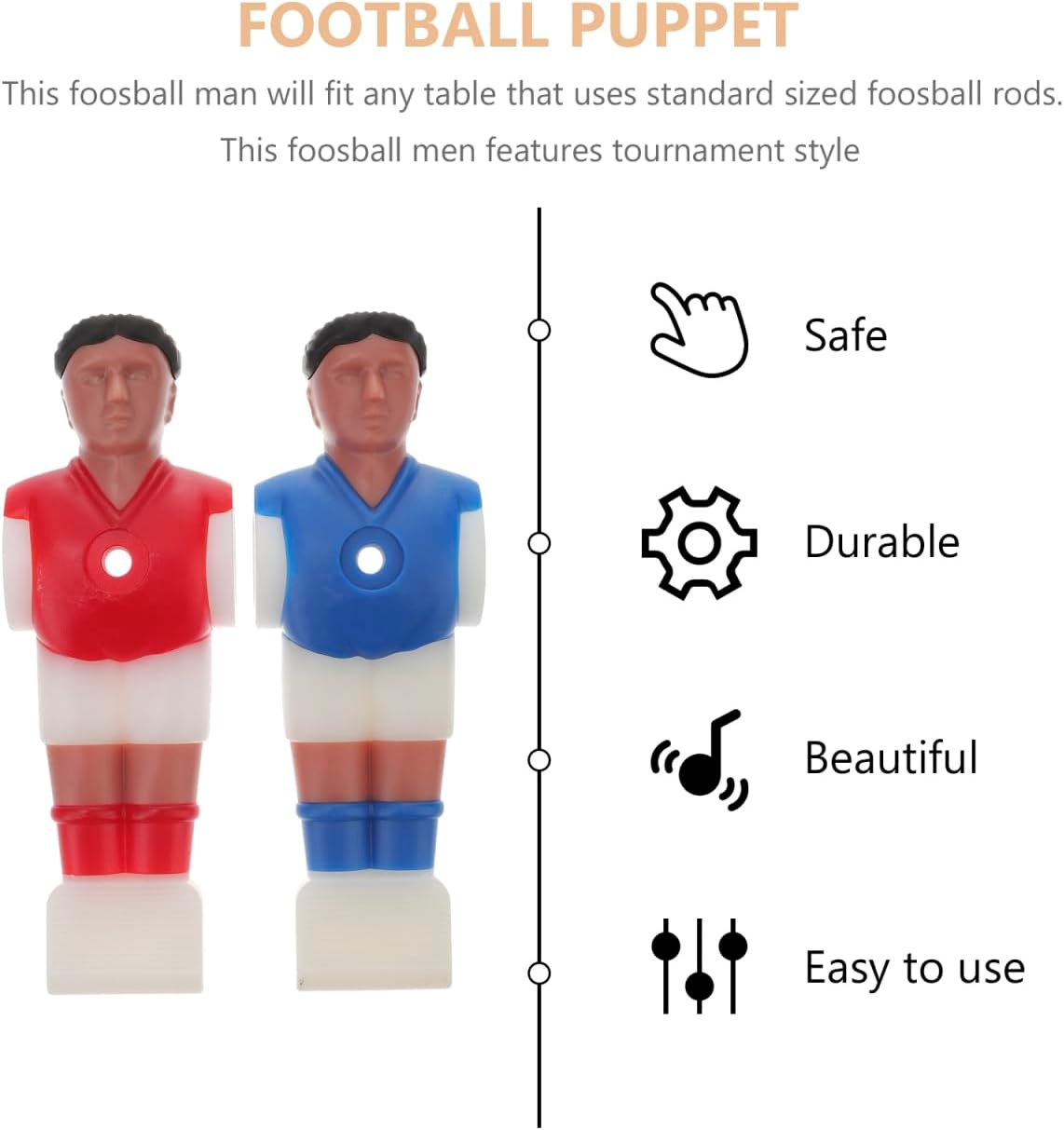Kisangel 4Pcs Foosball Table Men Replacement Table Soccer Player Foosball Replacement Parts (2pcs Red and 2pcs Blue)