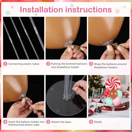 Image of 6 Sets Christmas Gingerbread Balloon Stand Kit for Table with Gingerbread Man Candy Cane Foil Balloon Centerpiece for Christmas Theme Xmas Birthday Holiday New Year Party Table Decorations