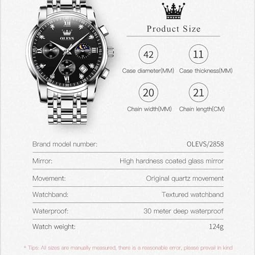 Image of OLEVS Men's Analog Watch Multi Color Business Stainless Steel Waterproof Luminous Quartz Watch Luxury Leisure Date Simulation Original Bowl Watch (In-2858- Multicolor White ?)