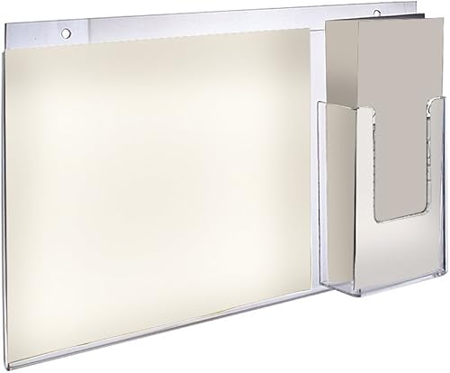 Azar Displays 252052-Paquete de 2 soportes para letreros de montaje en pared horizontales de acrílico de 16 pulgadas de ancho x 8.5 pulgadas de alto