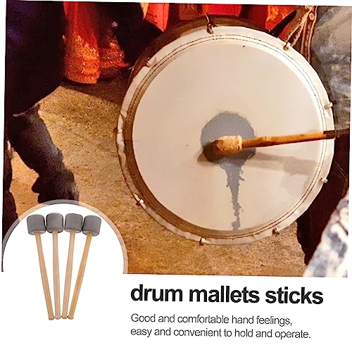 4 baquetas para batería y percusión, con cabeza de espuma y mango de madera, para bombo miniatura 3