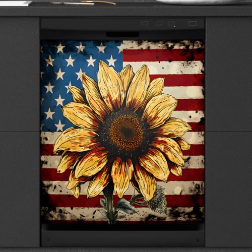 Cubierta magnética para lavavajillas reutilizable panel frontal de girasol 53 cm