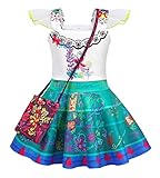 El vestido elegante de Mirabel, emparejado con un bolso de hombro a juego, mano de obra fina, estampados vívidos, colores brillantes, hermoso y atractivo, le brinda a su pequeña princesa una maravillosa experiencia de cosplay.