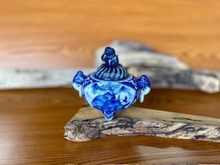 Amazon.co.jp: 百華園 九谷【環付香炉】染付山水 桐箱入り 磁器 高さ12