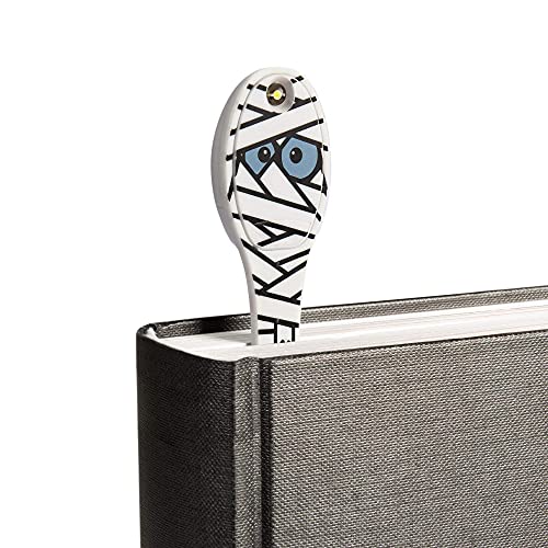 Image of Gifts for Readers & Writers Book Light, Clip On Reading Light for Bed, 2in1 Flexilight & Bookmark, Small & Lightweight with a Soft Glow, 2 Batteries Included, Mummy