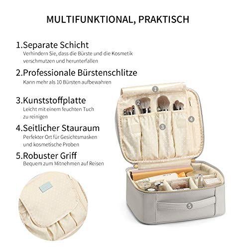 Vlando Vintage Reise Kosmetiktasche, Make Up Tasche Leder, Schminktasche Mädchen, Kosmetikkoffer Klein, Waschtasche… – Bild 4
