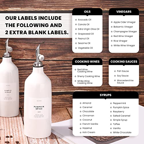 Molimoli Oil And Vinegar Dispenser, Ceramic Bottle Dispenser For Kitchen, Ceramic Olive Oil Bottle. Oil Bottles For Kitchen, 450Ml/15.2Oz | Set Of 2 - White #TOP1