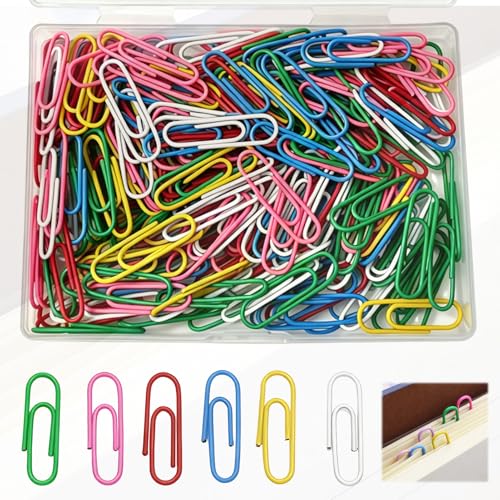 Lot de 200 pinces à papier colorées de 2,8 cm, Trombones Fantaisie, Attaches Parisiennes, Géant Pour bureau, école, organisation de documents, scrapbooking...