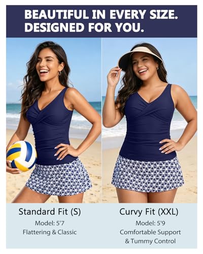 Image of Talisea Womens Tankini Bathing Suits with Skirt Two Piece Tummy Control Swimsuits Ladies Swimwear