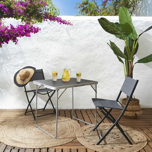Mobilier d'extérieur noir et table de camping pliante gain de place