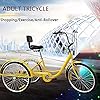 MUCSAH Bikes,Three Wheel Bike, Adult Tricycle 24Inch Three Wheel Cruiser Bike 7 Speed Adult Bicycle with Large Basket for Recreation Shoppiyellow Cyclipedalling #5