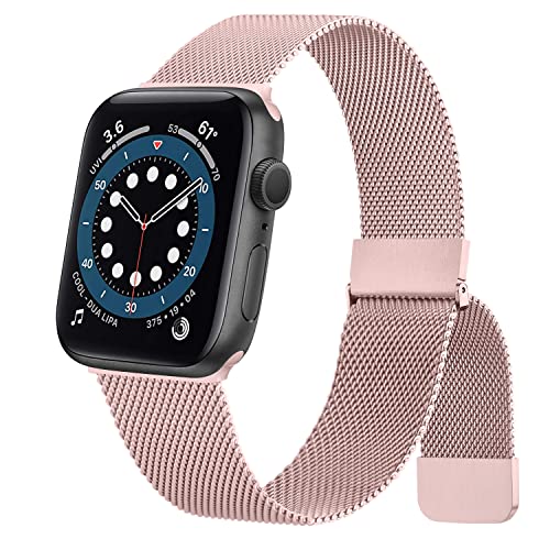 Metal Stainless Steel Bands for Apple Watch Bands 38mm 40mm 41mm 42mm 44mm 45mm, Loop Magnetic Milanese Mesh Strap for iWatch Series 9 8 7 6 5 4 3 2 SE