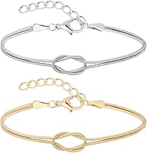 OUDQFCJ 2 Pezzi Bracciali Coppia, Bracciali Partner, Bracciali Abbinati, Regalo Coppia, Bracciale Coppia Amicizia Relazione, Bracciale Nodo Amore, Acciaio Inossidabile