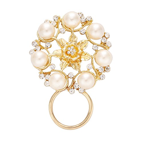 Image of NOUMANDA Crystal Pearl Flower Magnetic Eyeglass Holder,Sunglass Hanger,Magnetic Brooch Pin