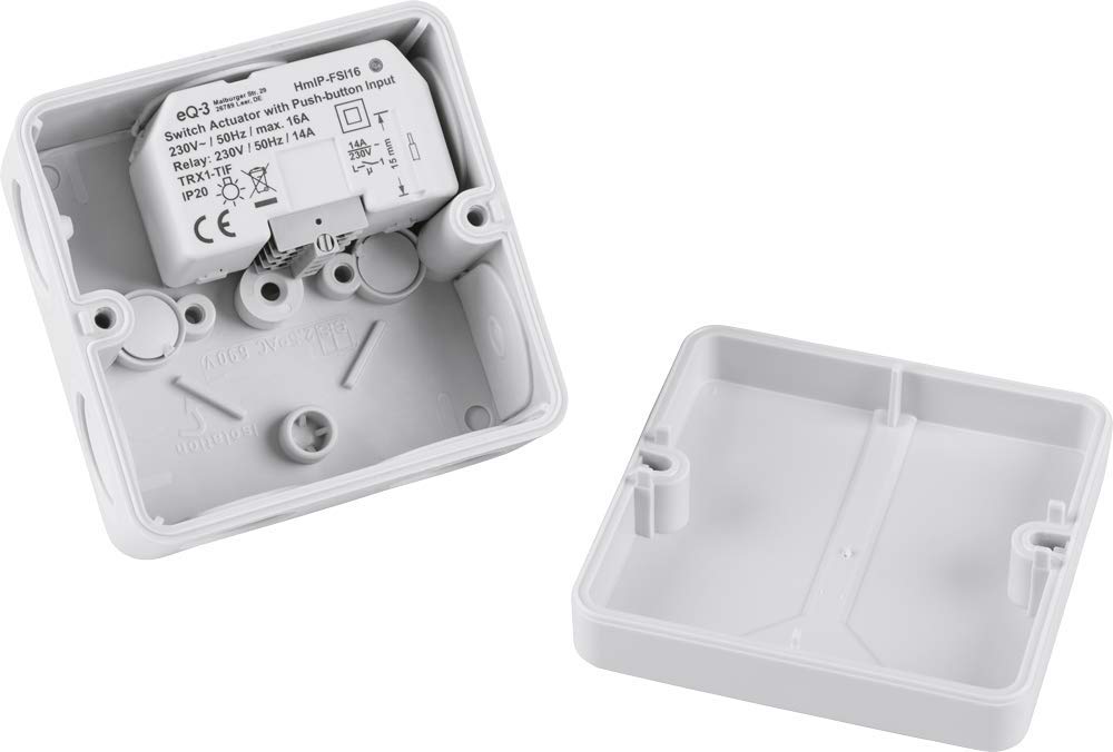Homematic IP Smart Home Schaltaktor mit Tastereingang (16 A) – Unterputz, steuert Geräte und Leuchten per App, Alexa & Google Assistant, Energie sparen, 154346A0