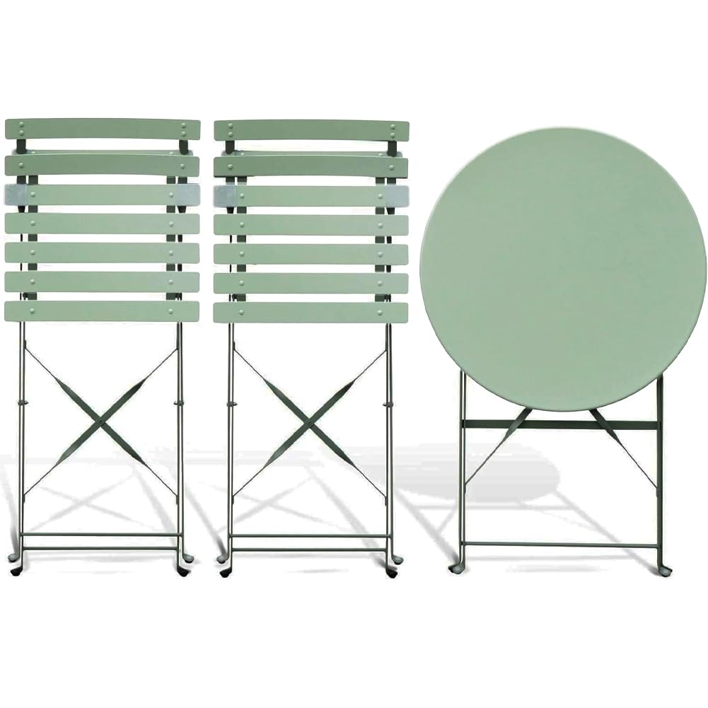 Shally Dogan Set 3 Pezzi Giardino Pieghevole Modello Parigi Tavolo 2 Sedie Acciaio Bistrat Balcone Patio