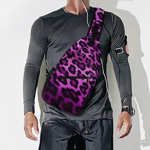 Bolso morral cruzado con estampado púrpura de leopardo miniatura 7