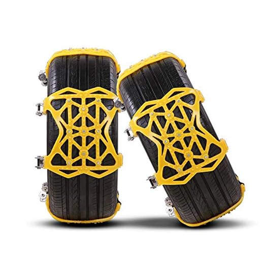 Car Tire Snow Chains - Premium Quality Strong Durable All Season Anti-Skid Car, SUV, and Pick Up Patterned Tire Chains for Emergencies and Road Trip