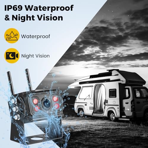 Image of Wireless Backup Camera for Truck RV, HD IPS 7 inch Monitor, Digital Wireless Camera System + IP69 Waterproof IR Night Vision, 10-Min Easy Install, 1080P Rear View Camera for Car, Van, Trailer and Camper