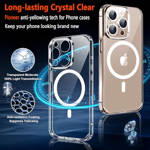 Image of Magnetic for iPhone 16 Pro Clear Case with Privacy Screen Protector & Full Camera Cover,[Non-Yellowing] Shockproof Clear Phone Case with MagSafe Women Girls for iPhone 16Pro 6.3 inch