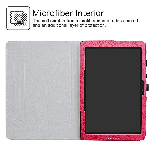Att Primetime Case,Liushan 360 Degree Rotation Stand Pu Leather With Cute Pattern Cover For 10.0" Att Primetime/Zte K92 Primetime 4G Lte Tablet,Rose Red #TOP3